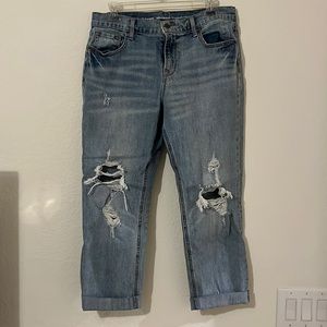 Destroyed boyfriend light wash jeans